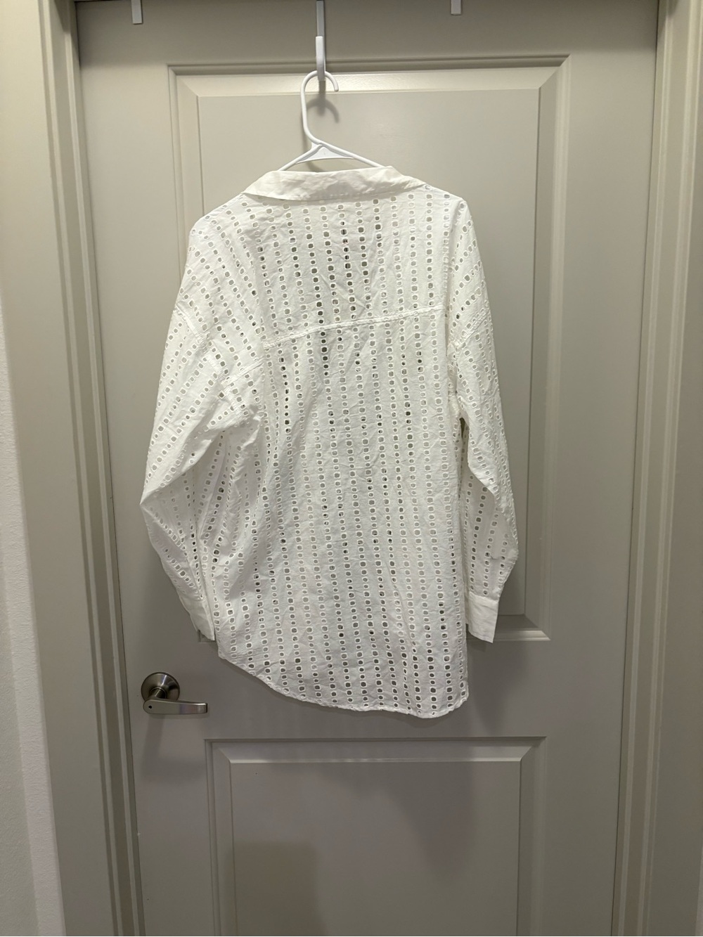 Calia White Eyelet Cotton Button-Down Shirt - Lightweight Cover up beach NWT L - Picture 2 of 6